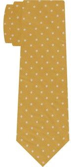 イエローゴールドプリントドット シルクタイ MCDT-30（オフホワイト）