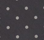 ダークチャコールグレーのプリントドットシルクタイ MCDT-42（オフホワイト）