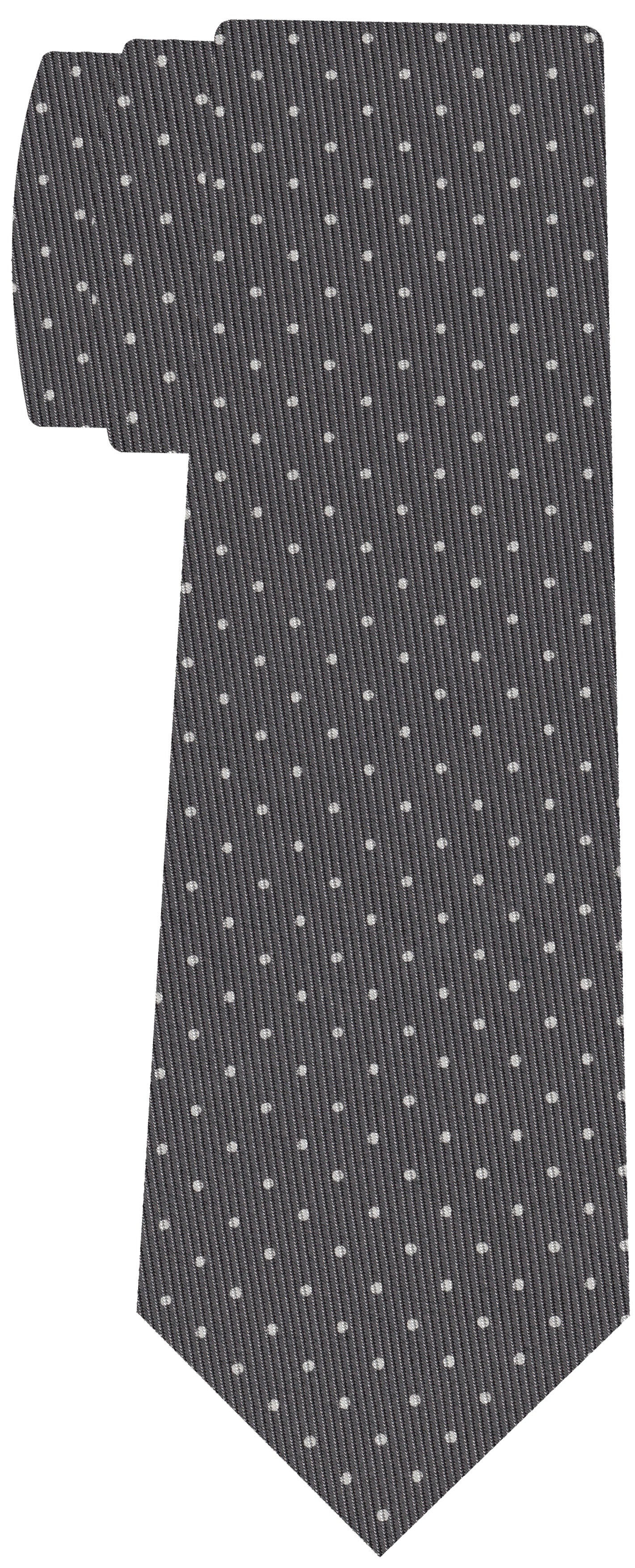 오프화이트 차콜 그레이 프린트 핀 도트 실크 타이 MCPDT-31