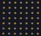 {[en]:White & Yellow Gold on Midnight Blue Macclesfield Print Pattern Silk Tie