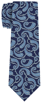{[en]:Light Blue & Sky Blue on Navy Blue Macclesfield Print Pattern Silk Pocket Square