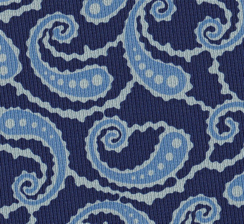 {[en]:Light Blue & Sky Blue on Navy Blue Macclesfield Print Pattern Silk Tie
