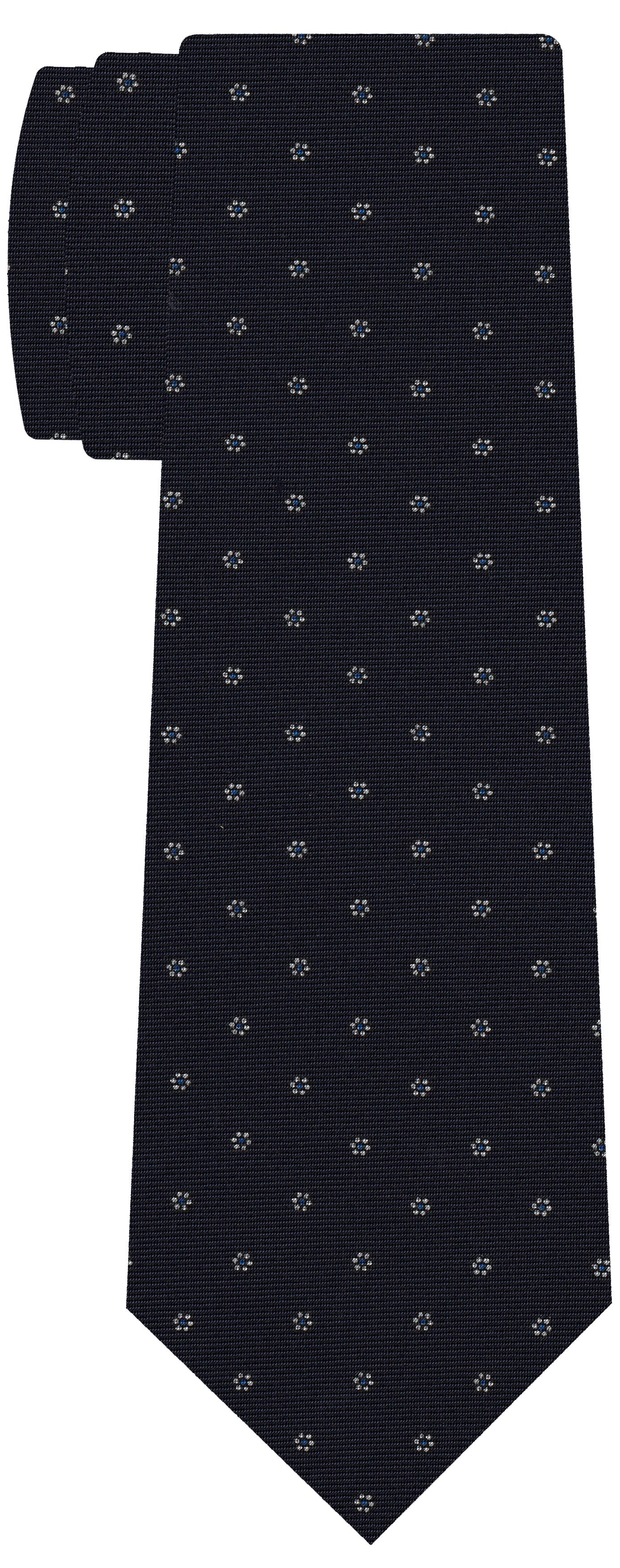 {[en]:Off-White, Blue on Midnight Blue Macclesfield Printed Silk Tie