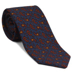 {[en]:Red, Orange, Blue & Green on Slate Blue Macclesfield Printed Wool Tie