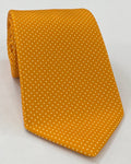 White on Yellow Macclesfield Print Pin Dot Silk Tie MCPDT-34