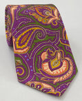 Olive Green & Pink on Purple Macclesfield Printed Silk Tie MCT-739