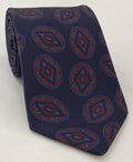 Maroon on Navy Macclesfield Printed Silk Tie MCT-746