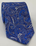 藏青、白色及淺藍色藍底 Macclesfield 印花絲質領帶 MCT-753
