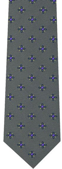 {[en]:Navy, Purple & Corn Yellow Flower On Charcoal Gray - Silk Tie