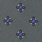 {[en]:Navy, Purple & Corn Yellow Flower On Charcoal Gray - Silk Tie