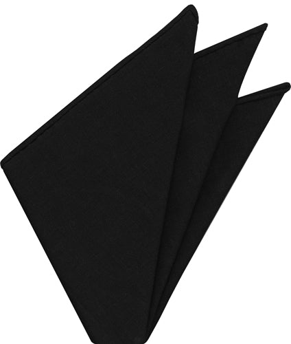 Black Belgian Linen Pocket Square