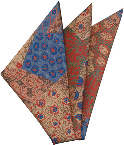 {[en]:Thai Printed Silk Pocket Square