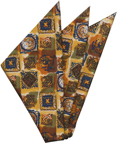 {[en]:Thai Printed Silk Pocket Square