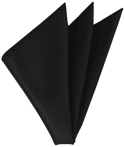 Black Twill Madder Solid Silk Pocket Square TMSOP-1