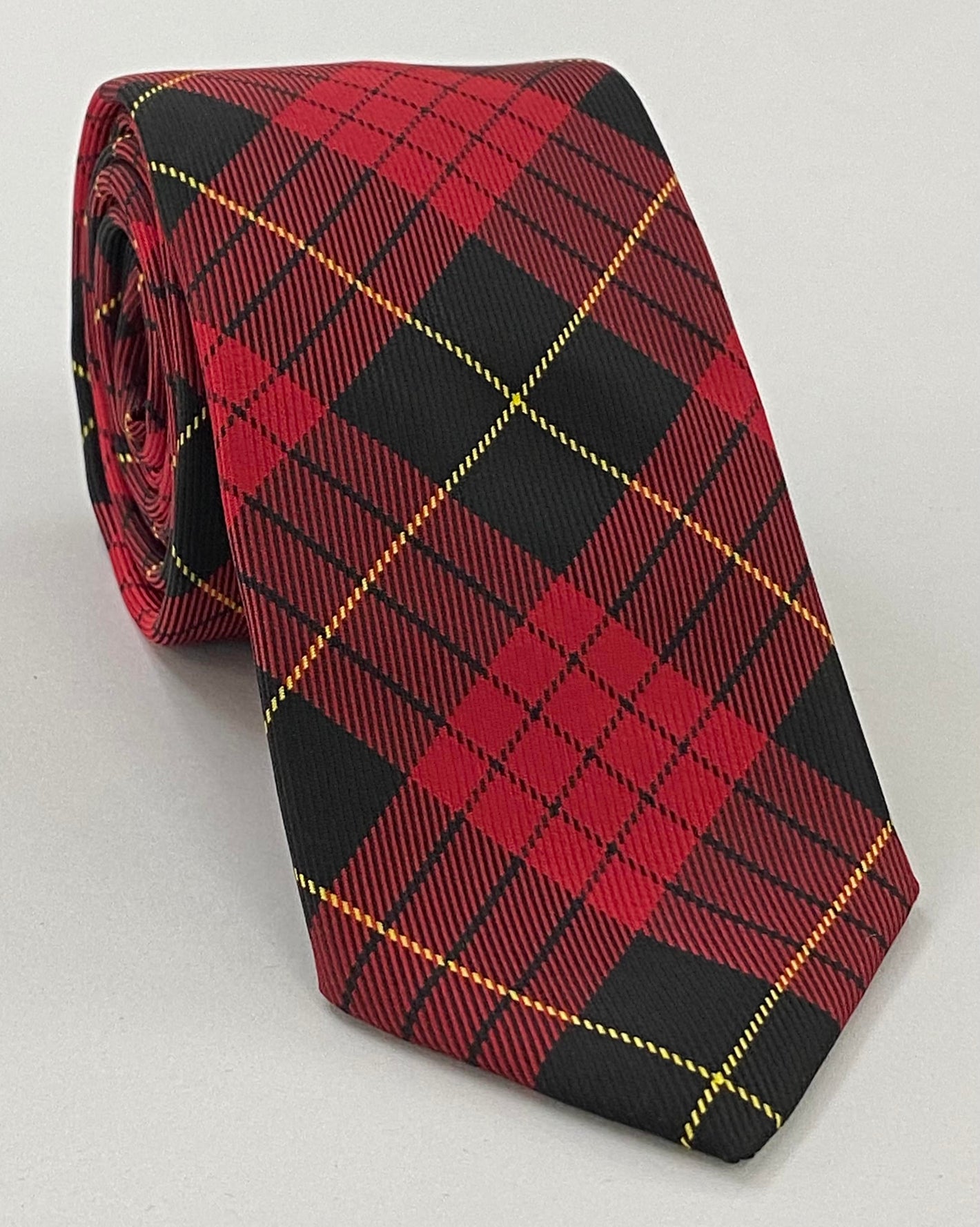 Macqueen Tartan Silk Tie TAT-12 Red, Black & Yellow