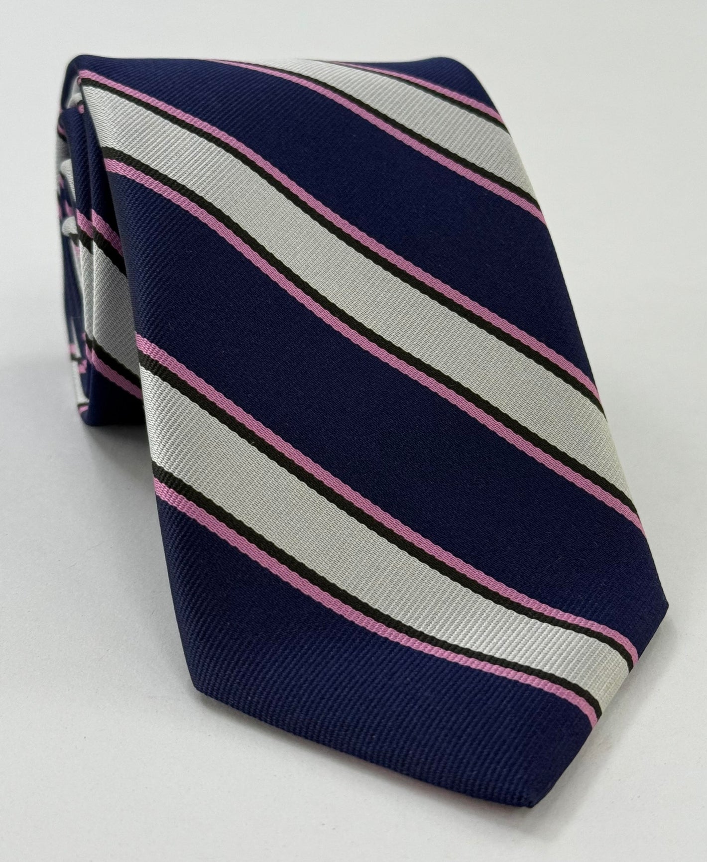 Penn State "Traditional Colors" Silk Tie ACO-8 (Dark Navy Blue, White, Black & Pink)