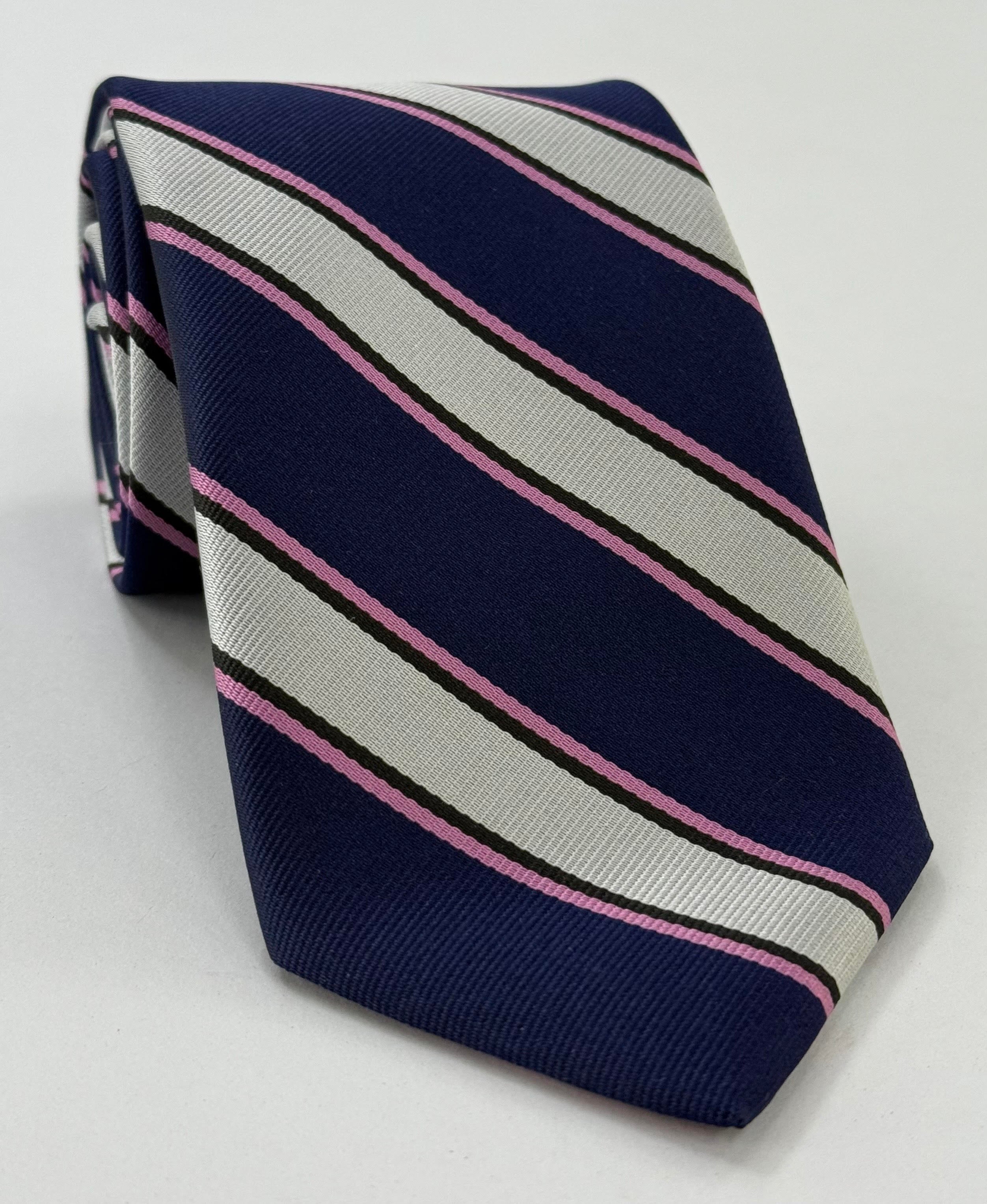 Penn State "Traditional Colors" Silk Tie ACO-8 (Dark Navy Blue, White, Black & Pink)