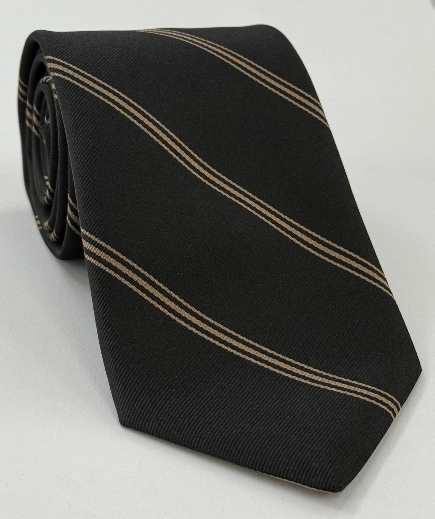 그레이스 인 스트라이프 실크 타이 UKL-2 라이트 초콜릿/블랙 - 3단 접기만 가능