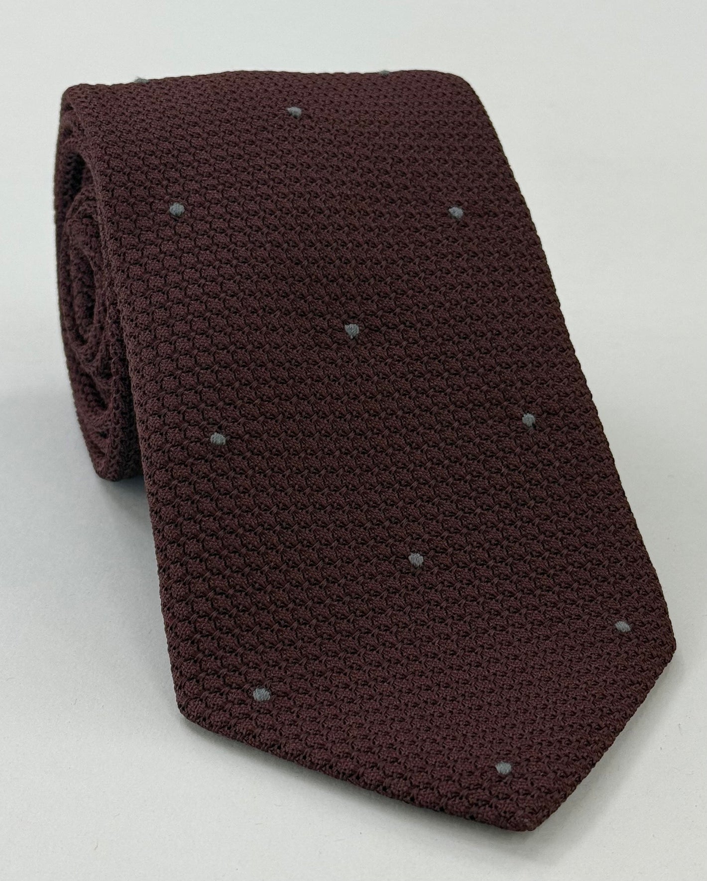 버건디 그레나딘 그로사 차콜 그레이 (핸드 쏜) 핀 도트 실크 타이 #GGDT-3 (36)