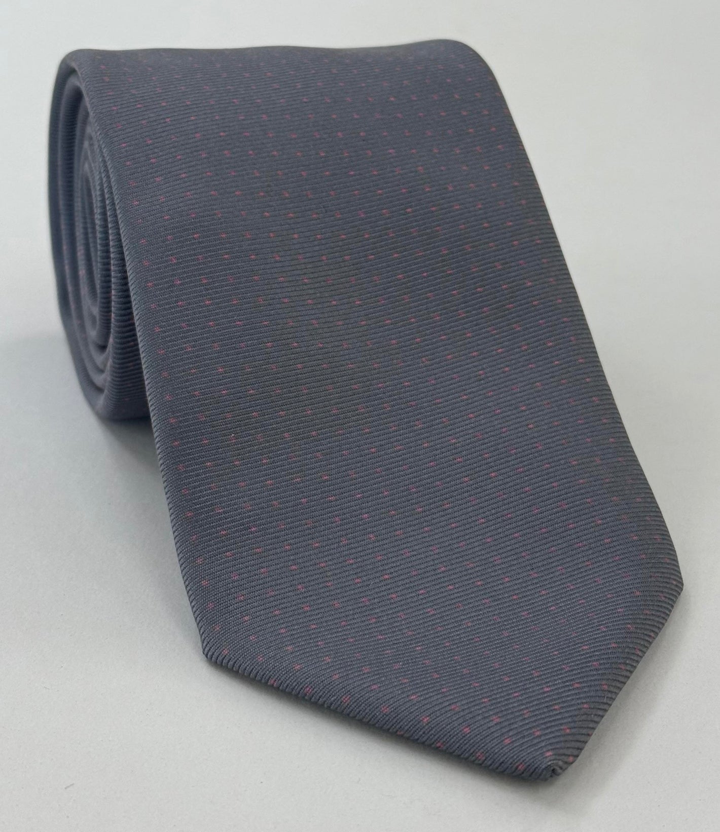 라이트 핑크 차콜 그레이 맥클스필드 프린트 실크 타이 MCPDT-18