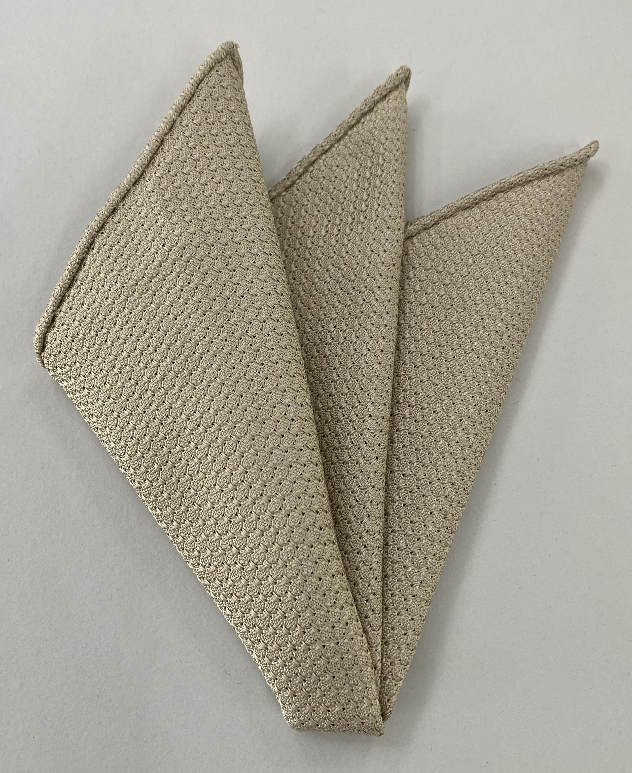 Cream Prometeo Grenadine Silk Pocket Square 13