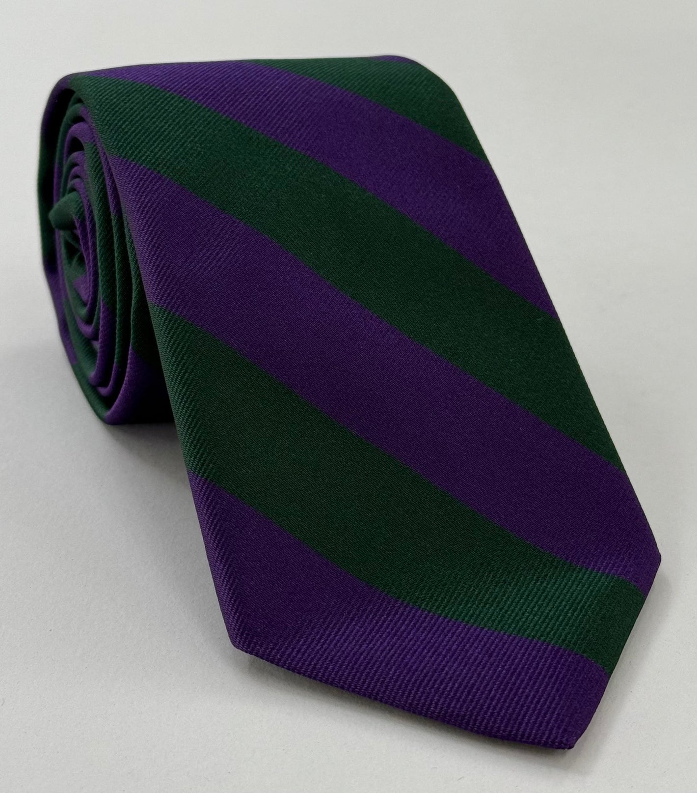 The Highland Brigade Stripe Silk Tie 34 Forest Green & Purple