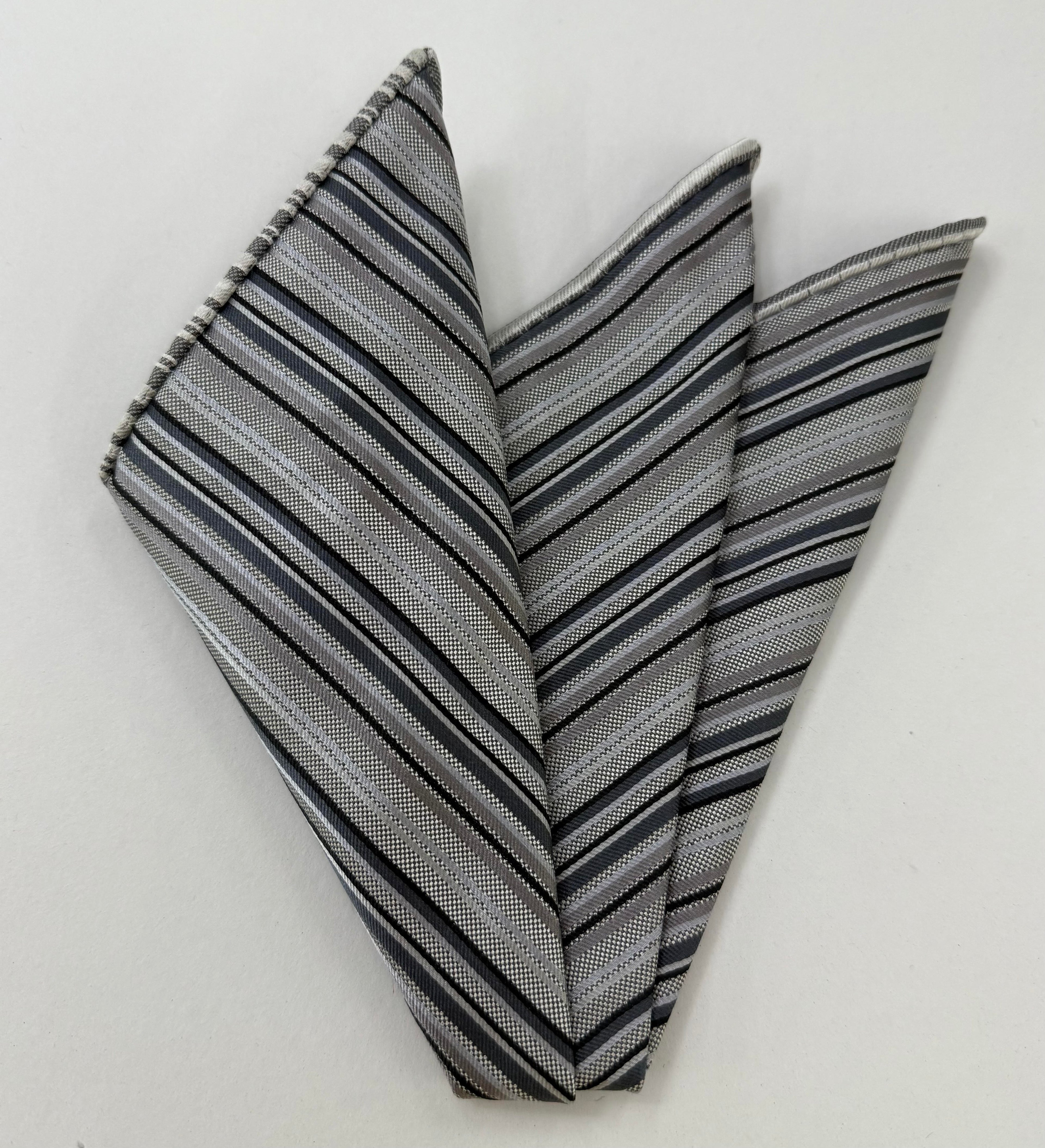 フォーマル／ウェディング用シルクストライプポケットチーフ #WDSP-2