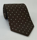 Off-White on Dark Brown Macclesfield Printed Silk Tie MCDT-53