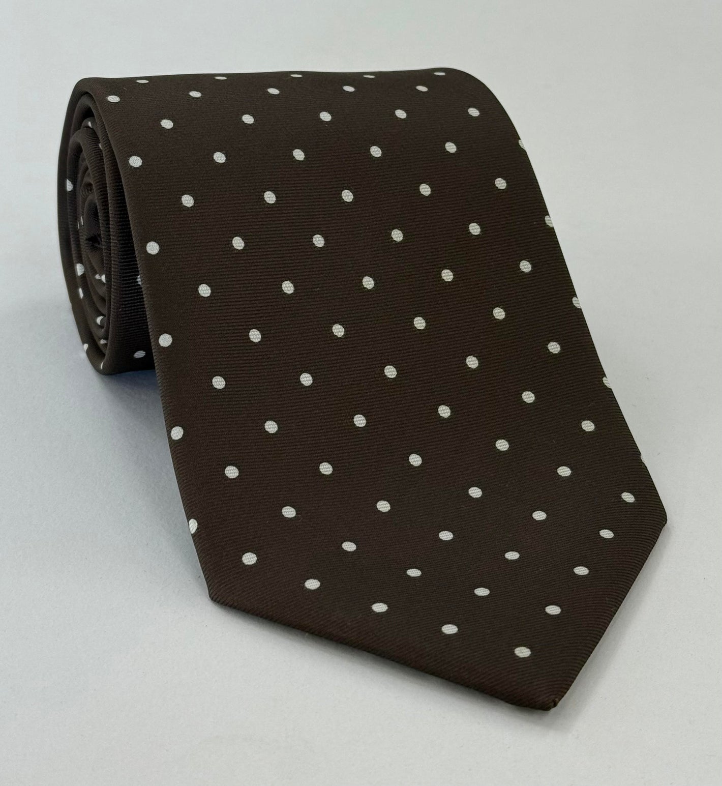 マクルズフィールド プリントシルクタイ オフホワイト×ダークブラウン MCDT-53