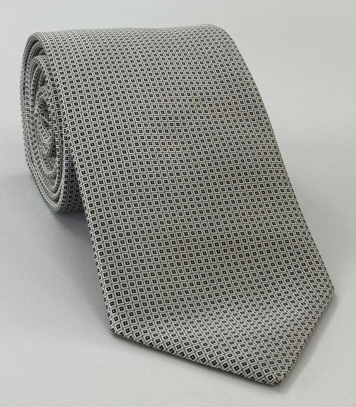 실버 & 블랙 정장/웨딩 실크 타이 #WDT-19