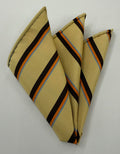 Powder Blue, Orange & Chocolate on Cream Atkinsons Striped Irish Poplin Pocket Square ASP-46