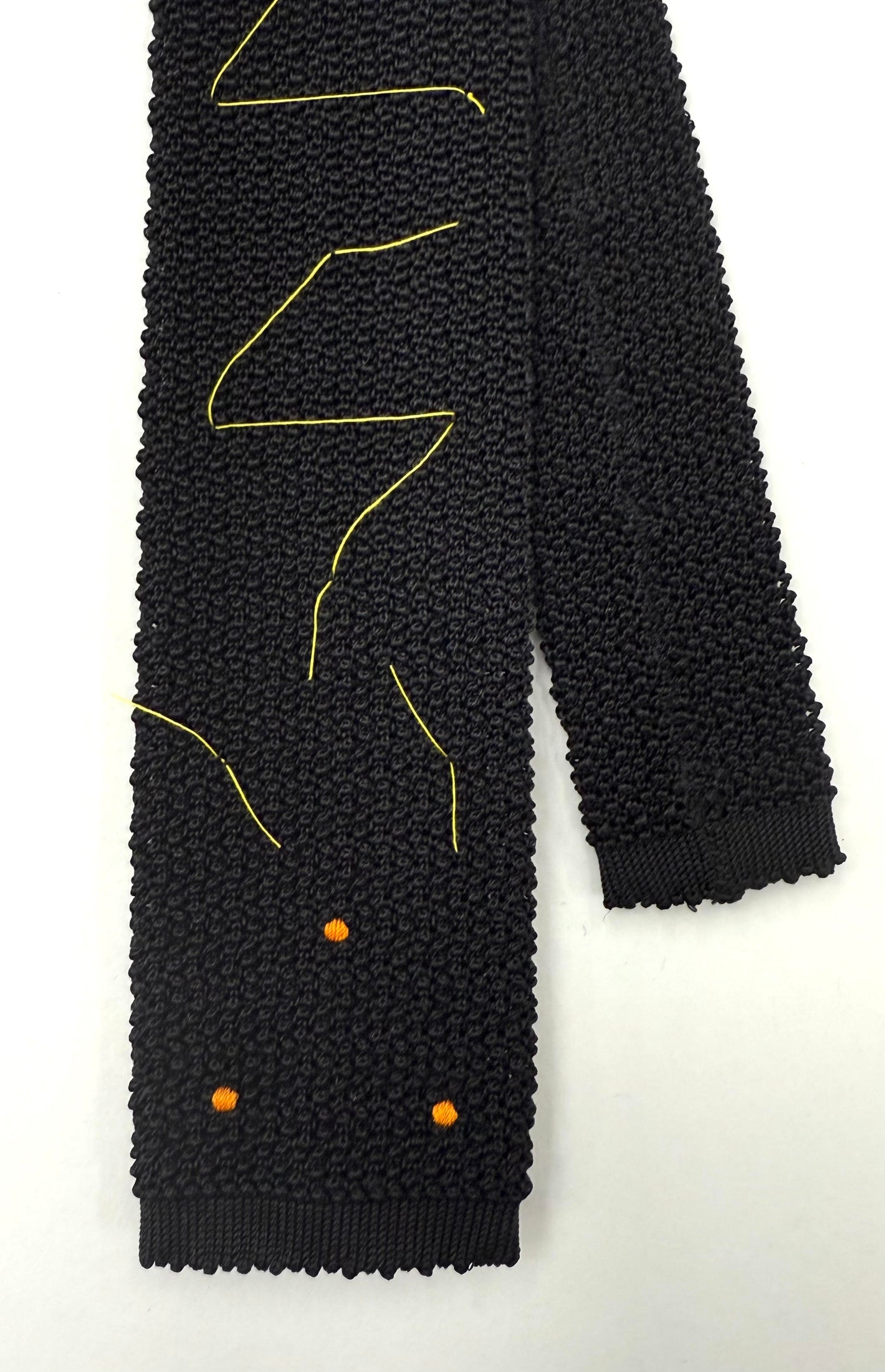 Black Knit Tie with Dots  KDT-1