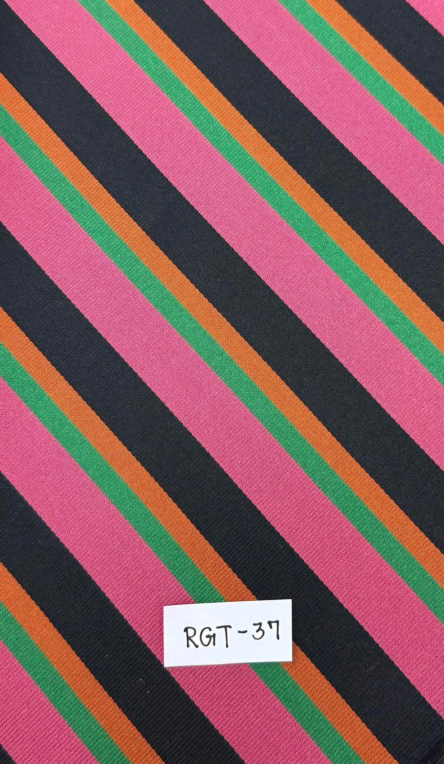 6대대 이스트 서리 스트라이프 실크 타이 RGT-37 번트, 보틀 그린 & 블랙 (다크 핑크)