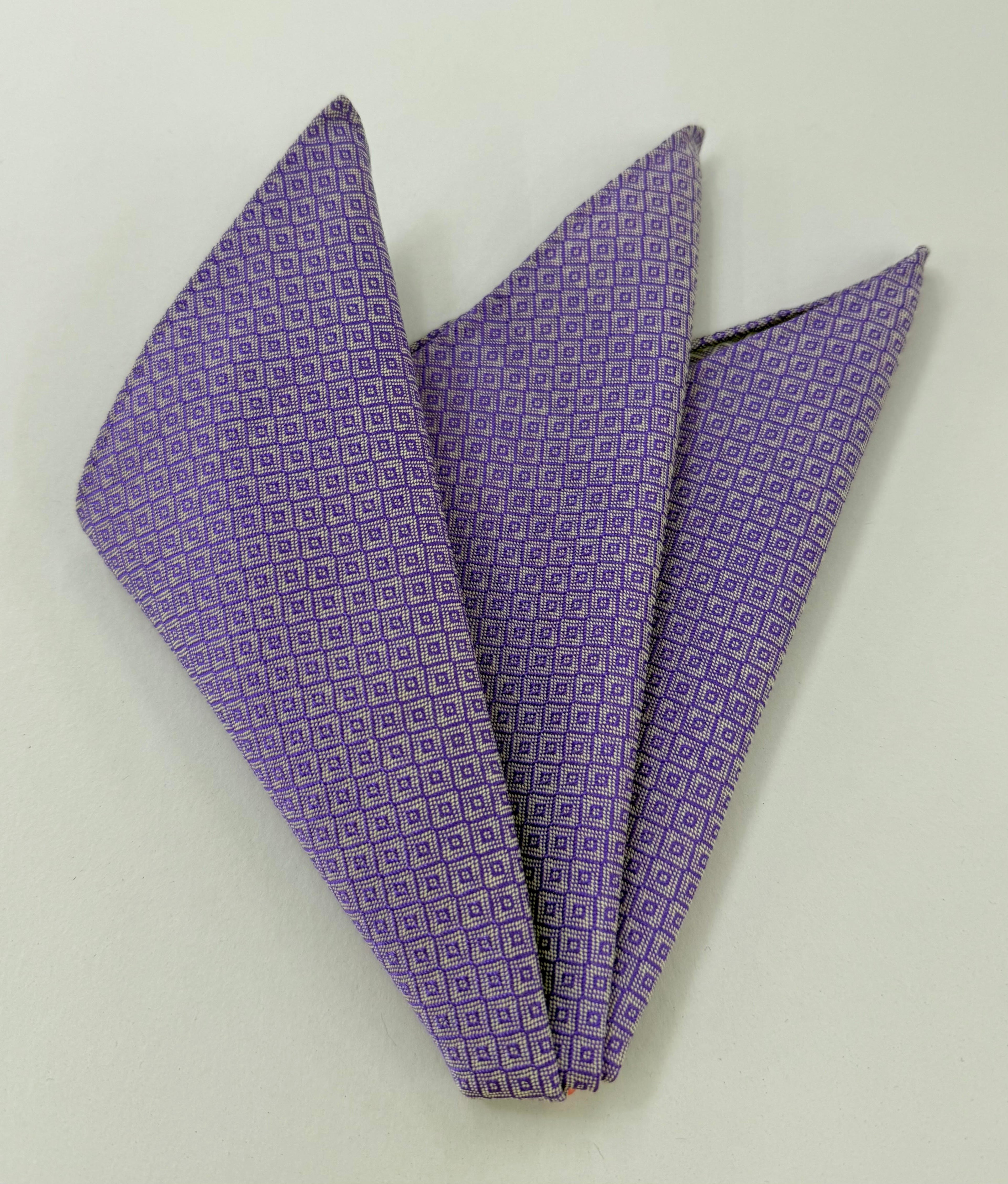 라벤더 브로케이드 코튼 포켓 스퀘어 # 3