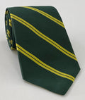 Corn Yellow on Forest Green Nottinghamshire Yeomanry Stripe Silk Tie RGT-31