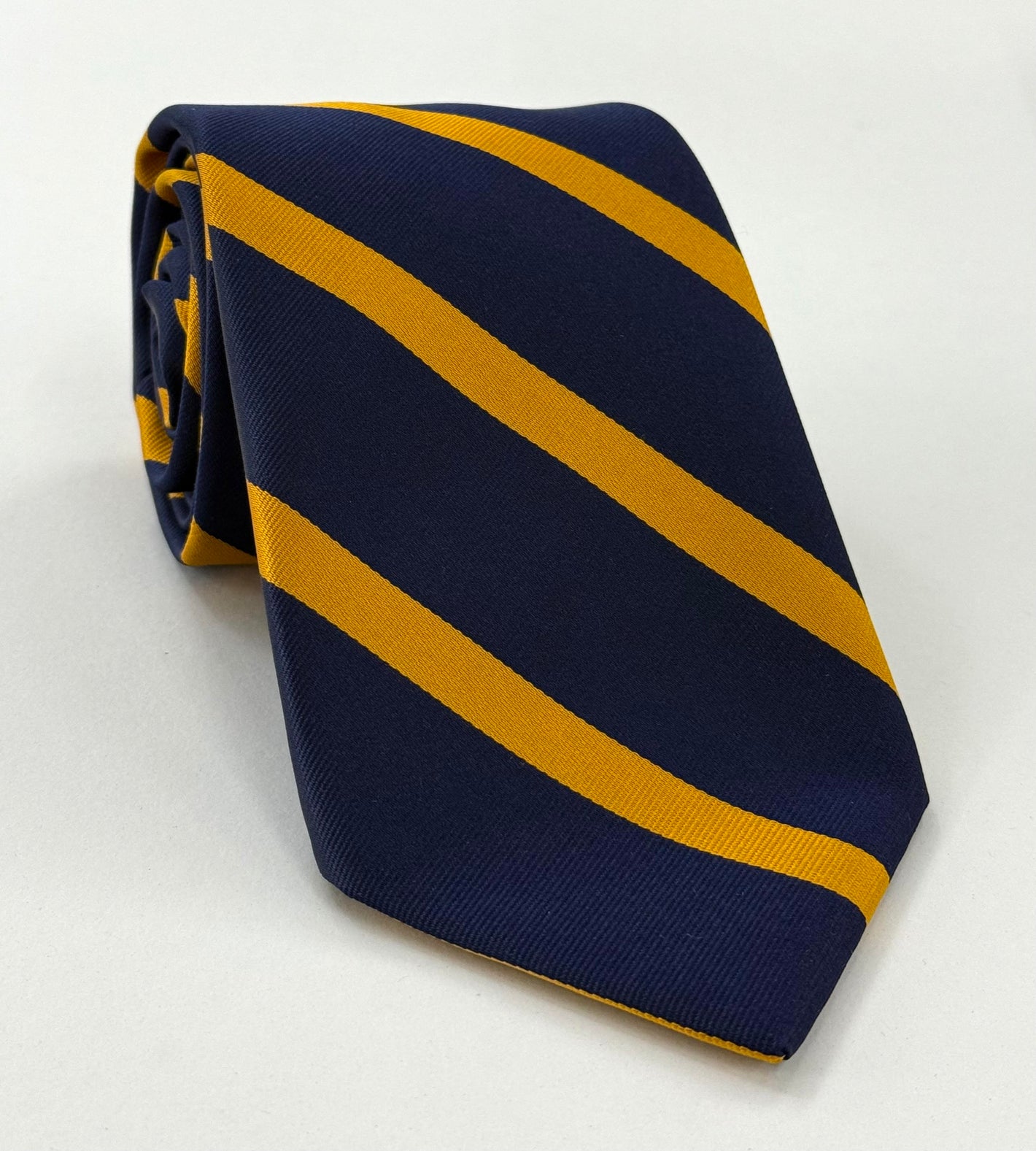 로열 워릭셔 스트라이프 실크 타이 RGT-16 다크 네이비 블루 바탕 오렌지