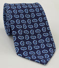 light blue & white on blue Macclesfield modern madder printed silk tie MMPT-217