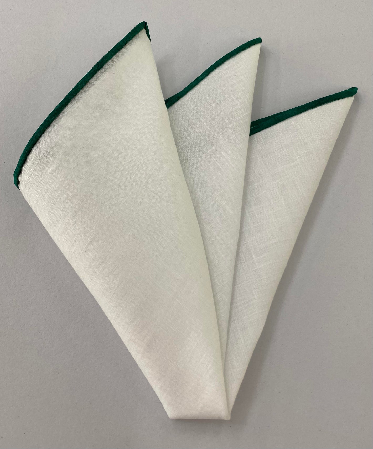 화이트 린넨 그린 배색 테두리 포켓 스퀘어 LLCP 3