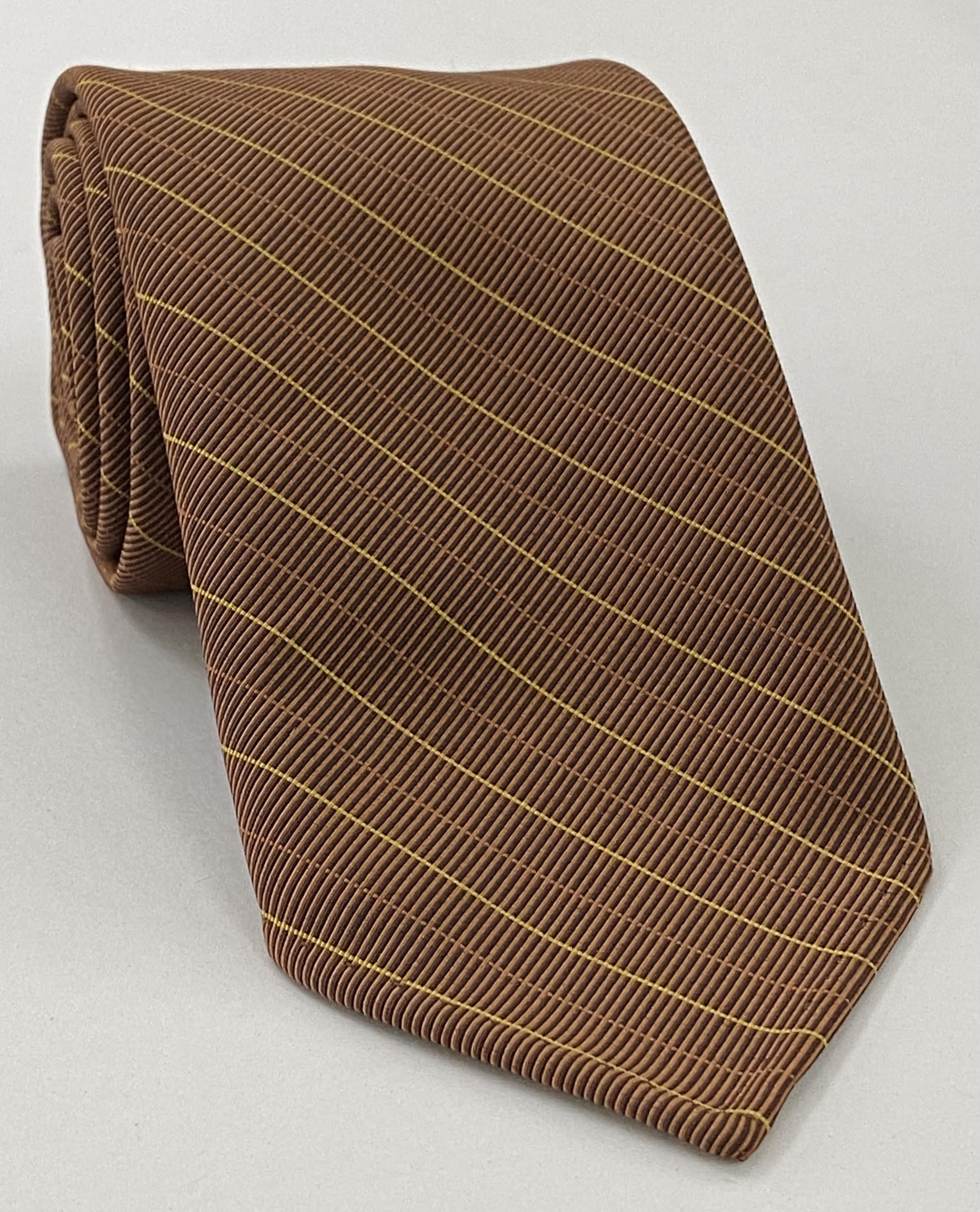 Dark Chocolate, Chocolate & Yellow Atkinsons Striped Irish Poplin Tie AST- 54