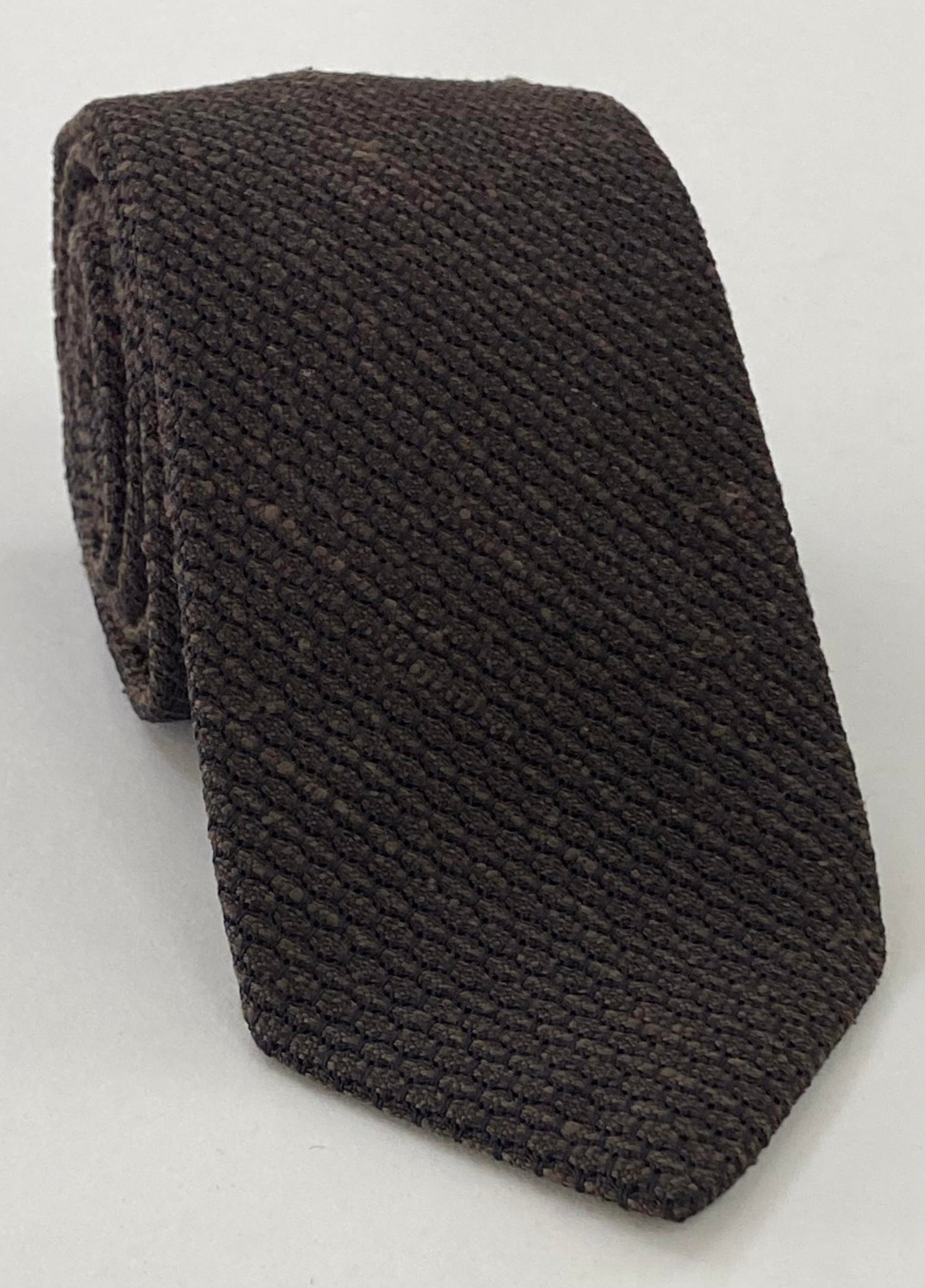 ダークブラウン シャンタン グレナディン グロッサ シルク ネクタイ SHGT-11