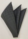 Silver on Black English Dot Silk Pocket Square EDP-25