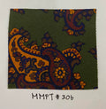 深綠色底黃色與海軍藍色Macclesfield Modern Madder印花絲帶領帶 MMPT-206