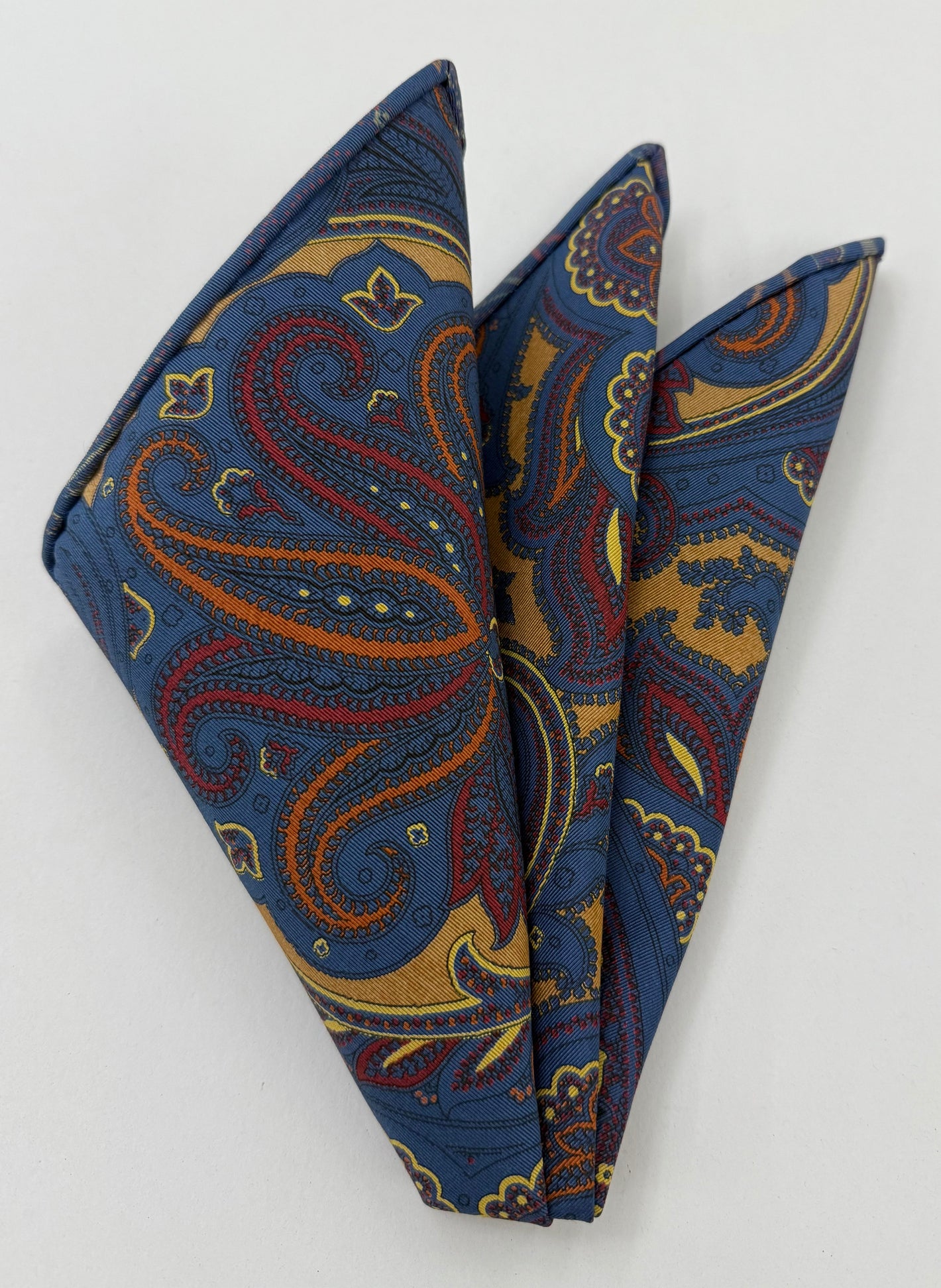 네이비 블루 앳킨슨 프린트 아이리시 포플린 포켓 스퀘어 APRP-11 (옐로우, 레드, 블랙)