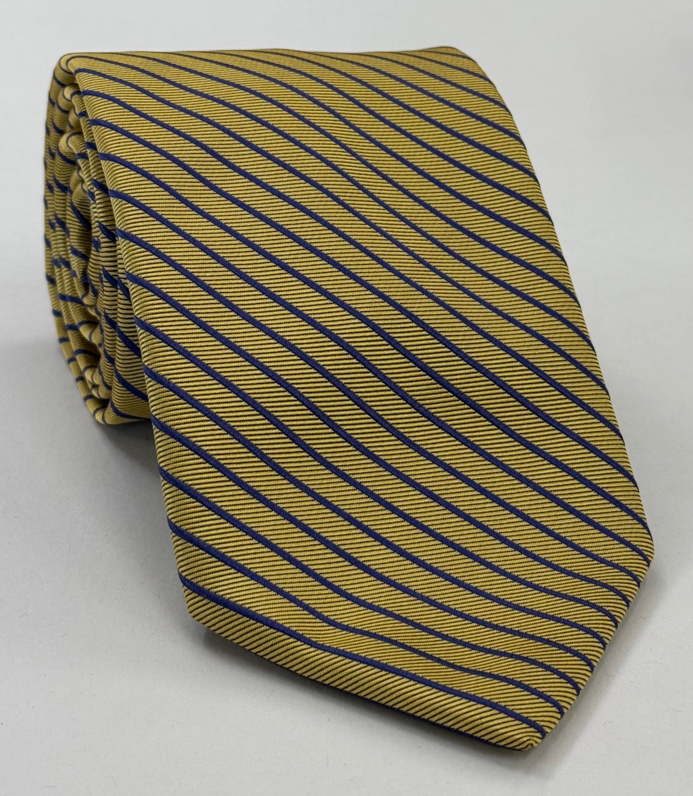Bluish Violet on Yellow Corn English Stripe Silk Tie SST-8