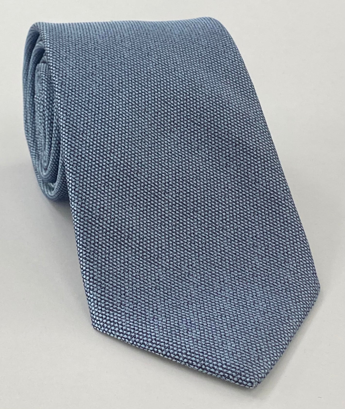 실버 블루 뽕나무 목재 직조 실크 타이 MWT-8