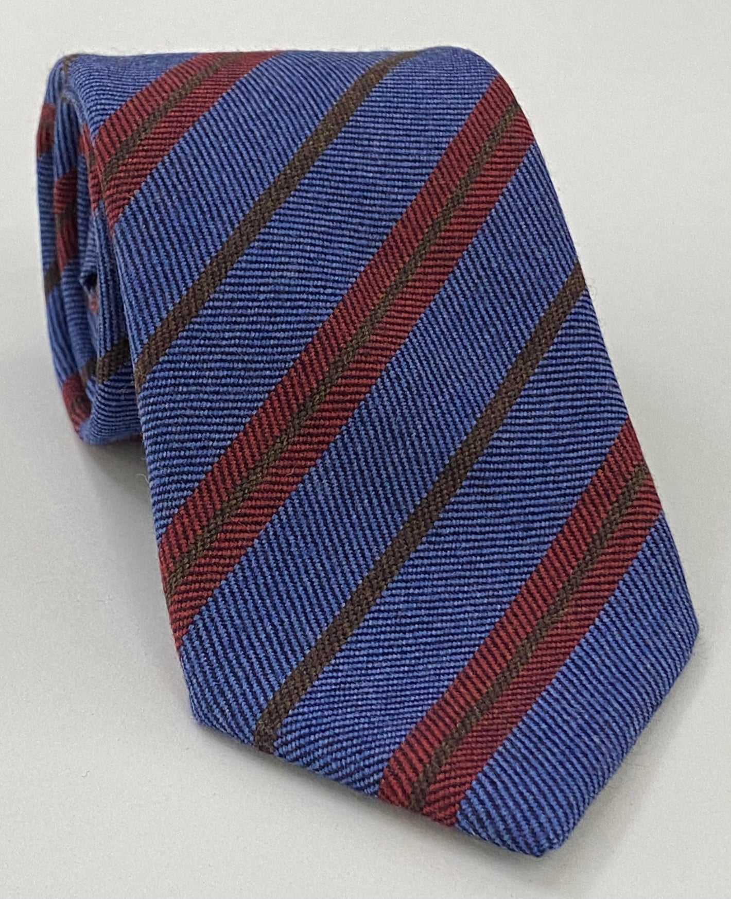 Red & Dark Camel Stripes on Light Lavender Wool Tie GSWT-5