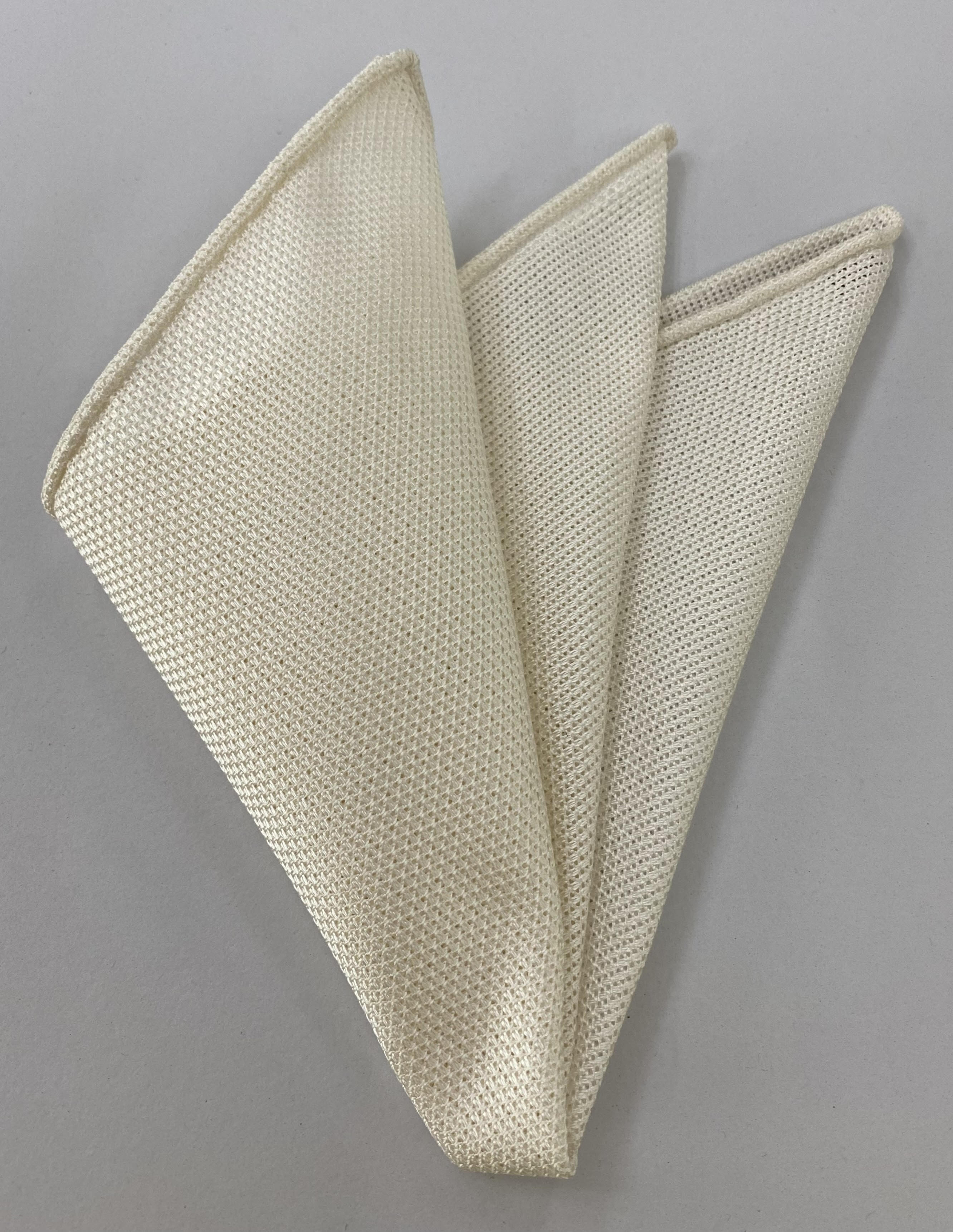 White Grenadine Fina Silk Pocket Square 24