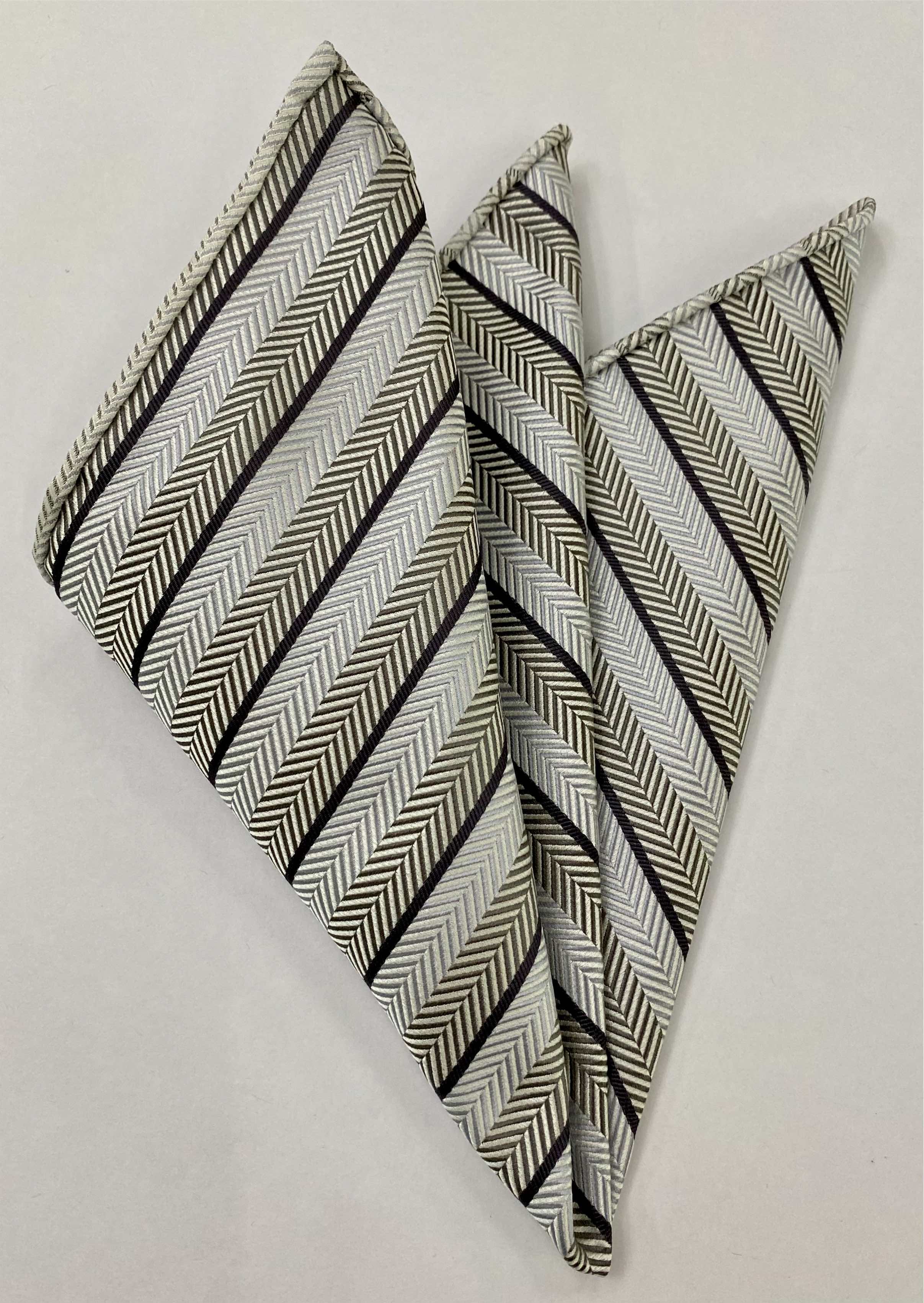 フォーマル／ウェディング用シルクストライプポケットチーフ #WDSP-6