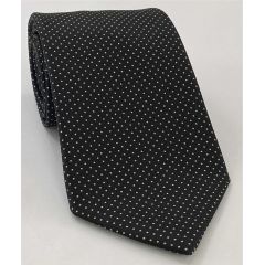 Macclesfield Print Pin Dot Silk Tie White on Black MCPDT-40