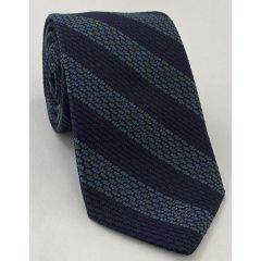 Sky Blue/Olive Green & Midnight Blue Grenadine Grossa Wide Stripe Silk Tie GGBST-3